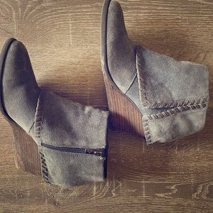 Gray Reba wedge booties